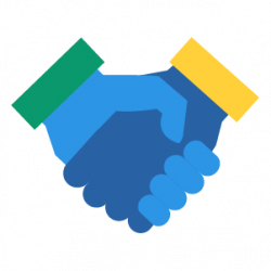 Two hands clasped in a handshake.