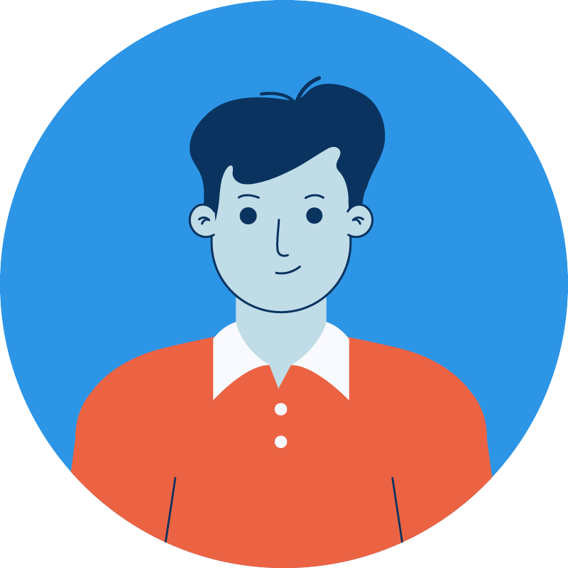 Cartoon portrait of a man with a collared shirt
